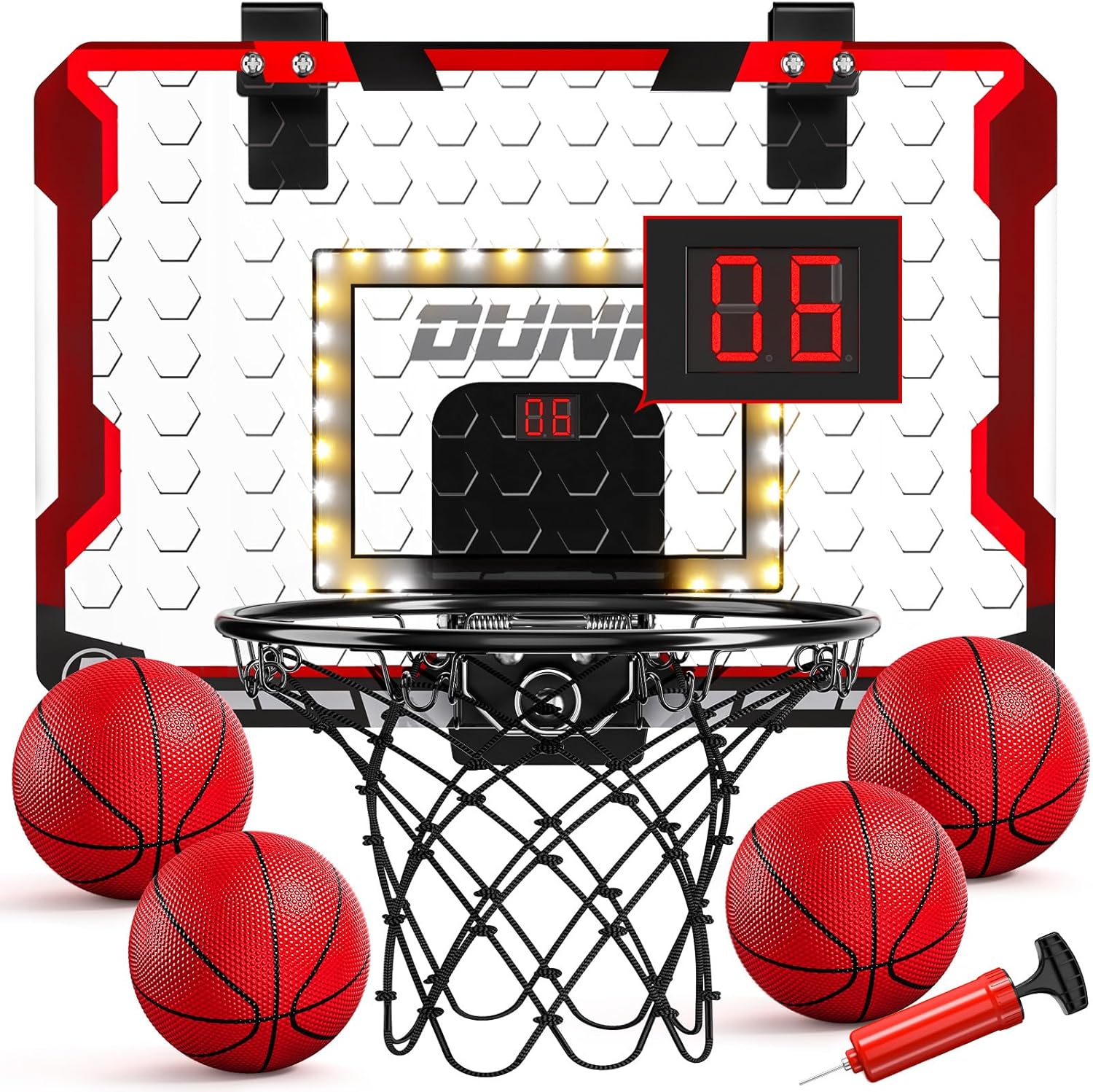 TEMI Basketball Hoop Indoor, Kids Basketball Hoop with 4 Balls, Over The Door Ba...
