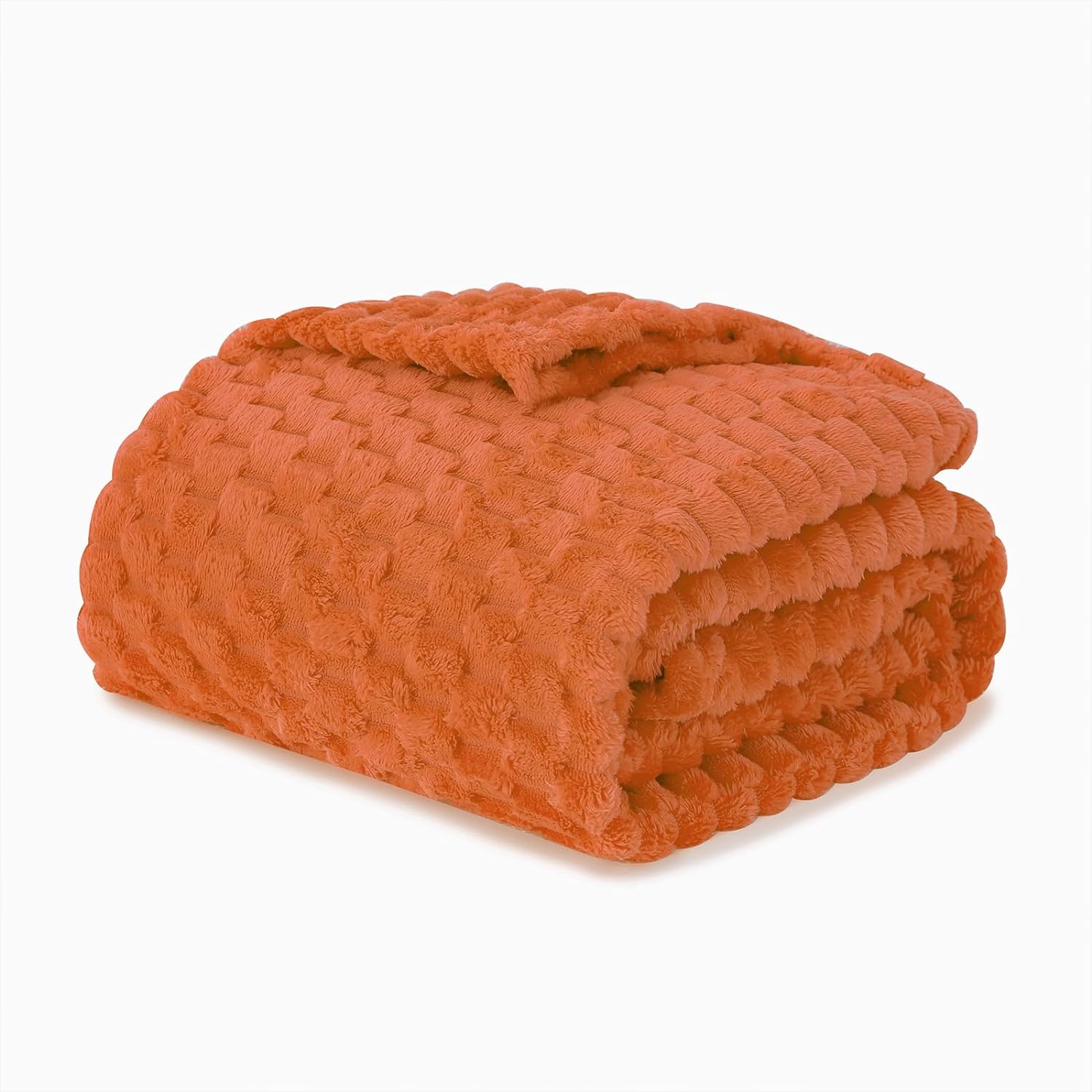 Puncuntex Burnt Orange Throw Blanket, Special Fuzzy 3D Jacquard Decorative Flann...