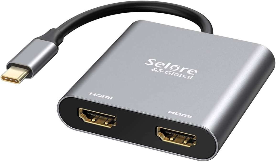 Selore&S-Global USB C to Dual HDMI Adapter 4K @60hz, Type C to HDMI Converter fo...