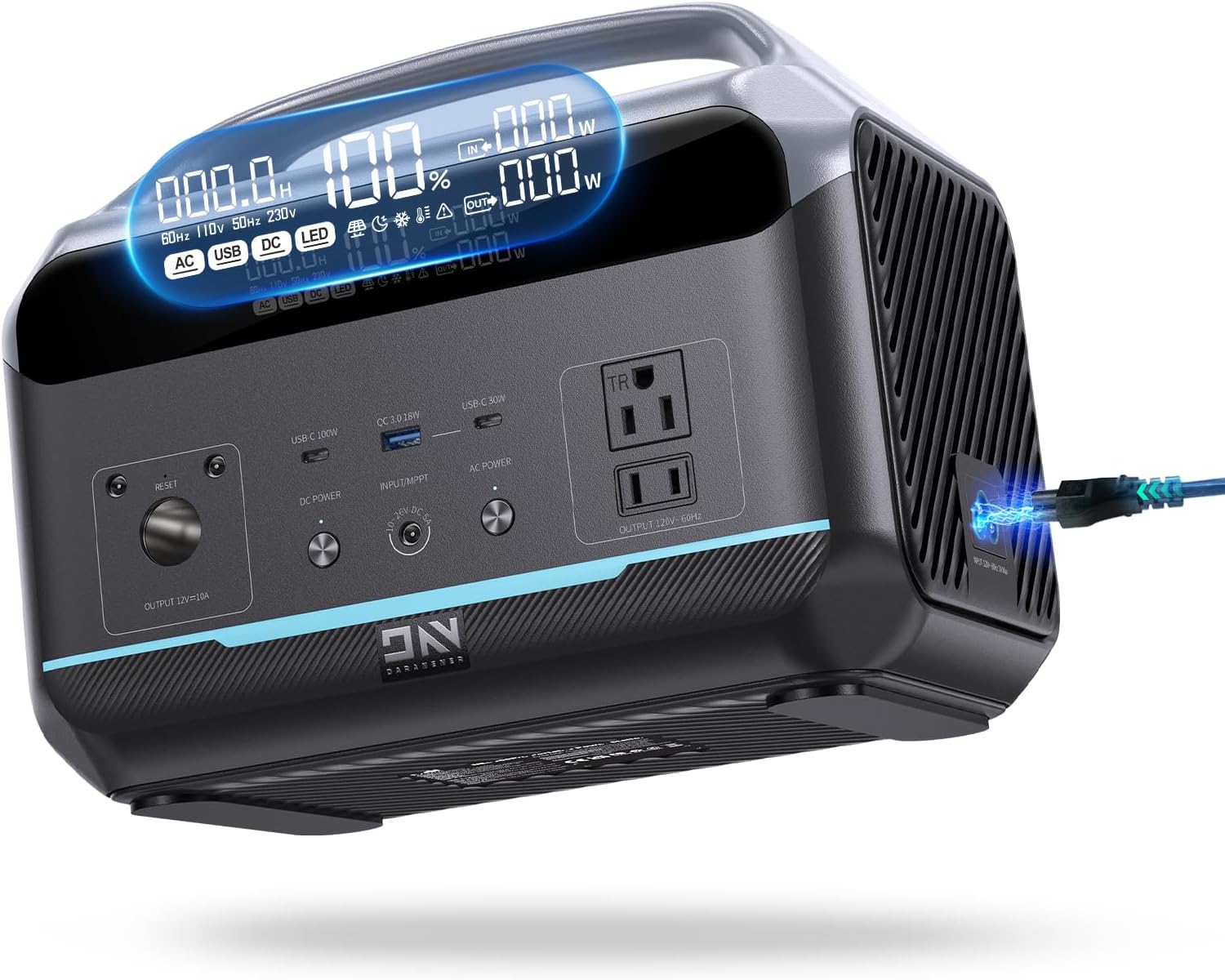 Portable Power Station, Revolutionary Portable Power Station 600W, Reliable Batt...