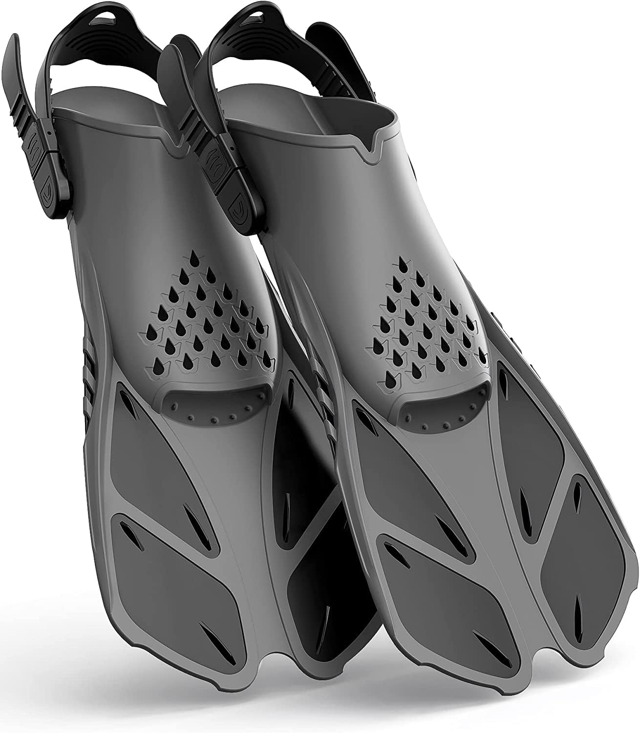 Greatever Snorkel Fins Adjustable Buckles Open Heel Swim Flippers Travel Size Sh...