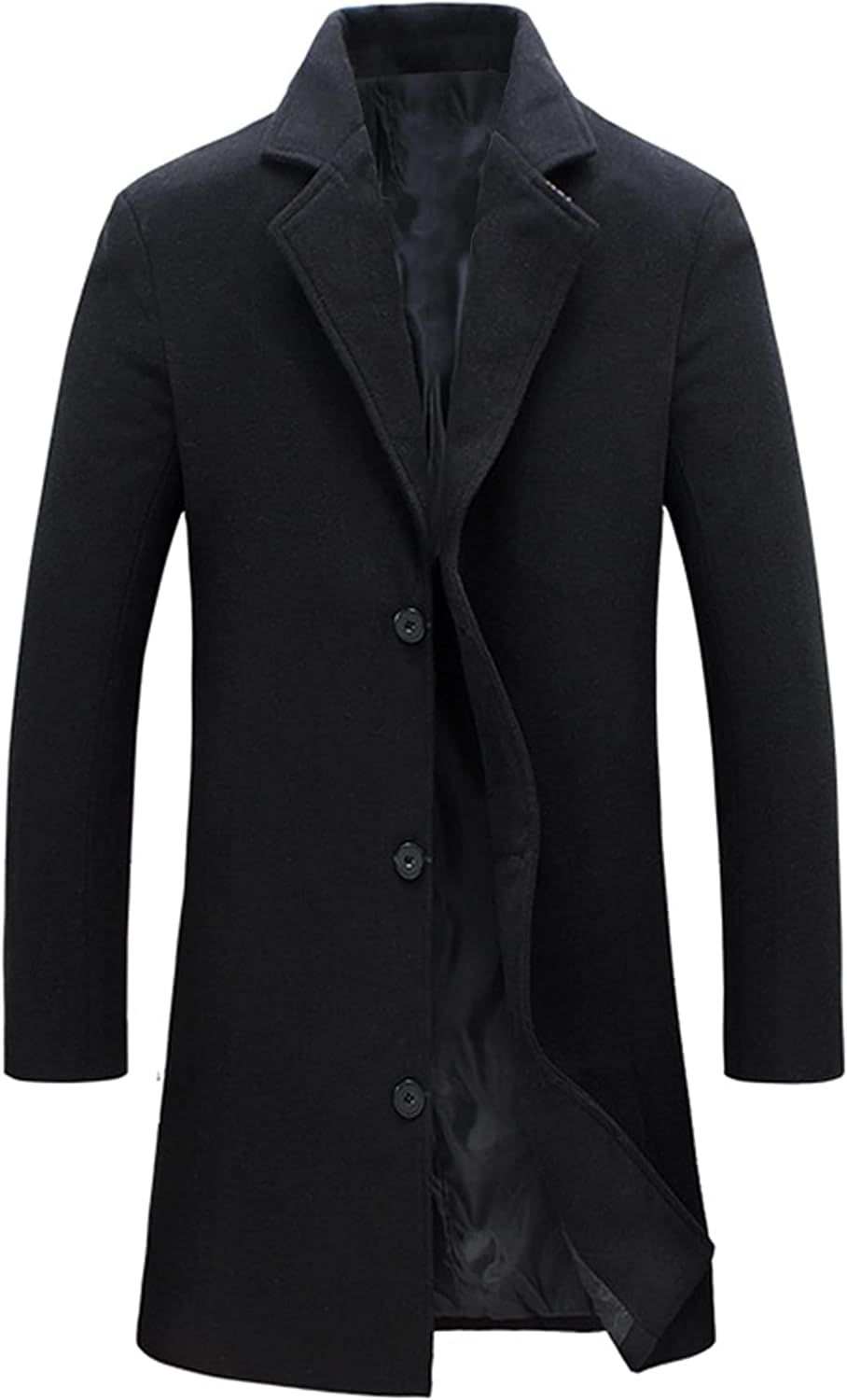 Springrain Men's Wool Blend Pea Coat, Special Notched Collar Single Breasted Ove...