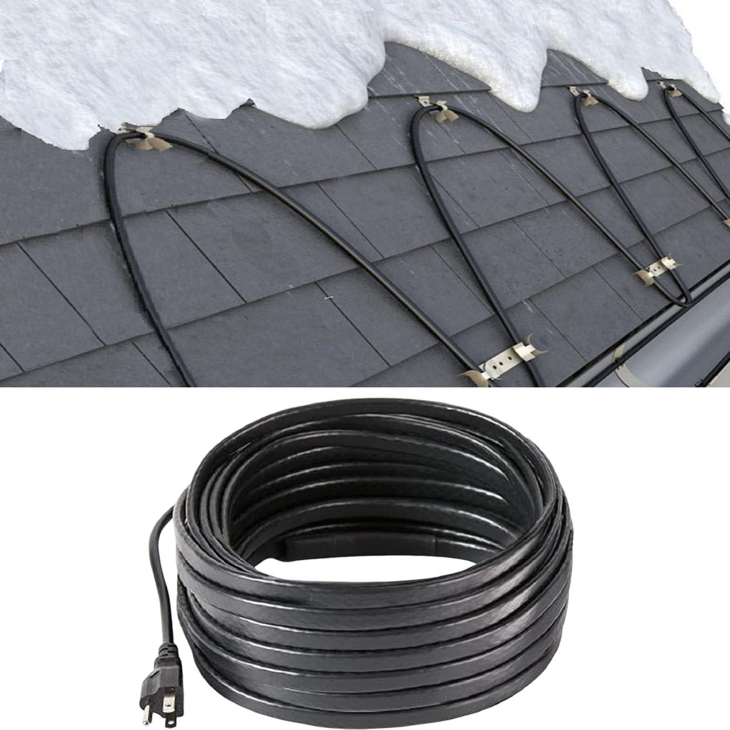 H&G Lifestyles Roof Heat Cable Snow De-icing Kit Self-Regulating Plug-in Ready H...