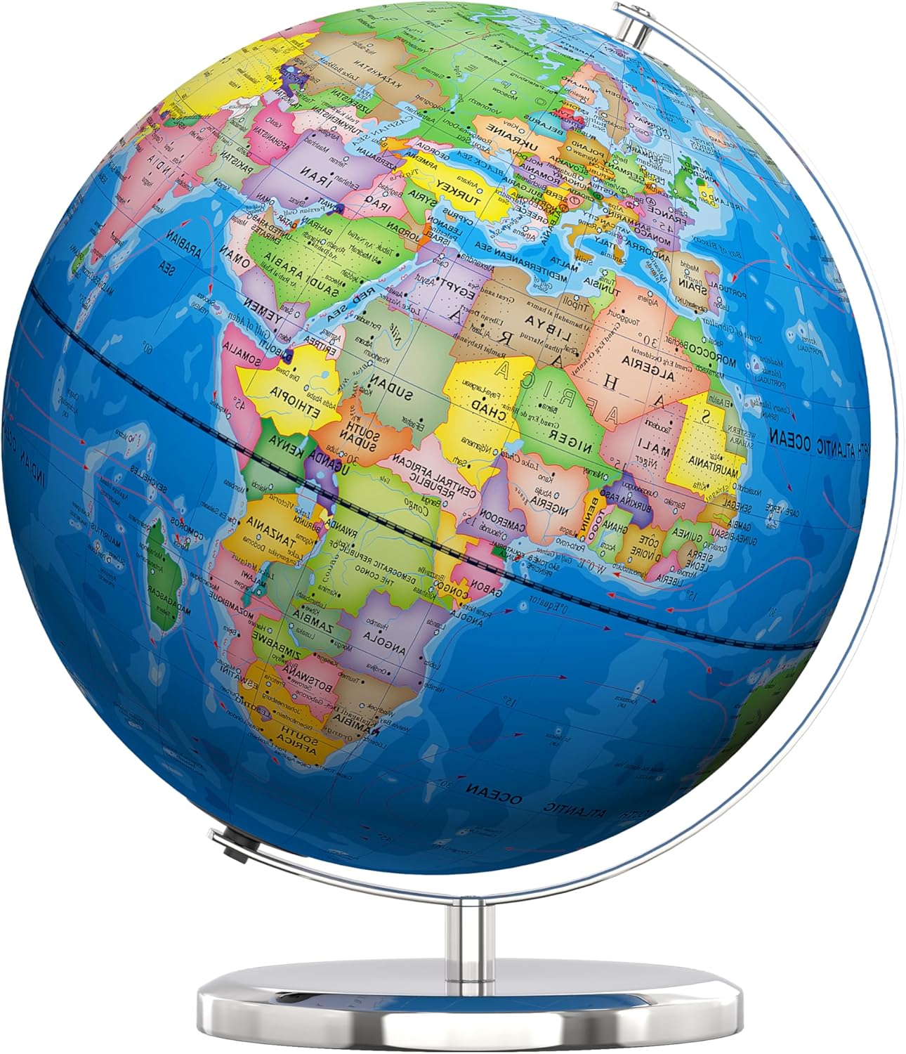 SOUNDANCE 13 Inch World Globe with Stable Heavy Metal Base, Educational Globe fo...