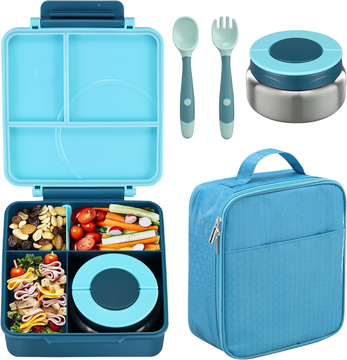 Bento Lunch Box Set for Kids with 8oz Soup Thermo, Leak-Proof Lunch Containers w...