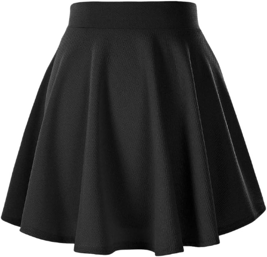 Afibi Casual Skater Skirt, Special Mini Stretch Waist Flared Skirt, Stylish Plai...