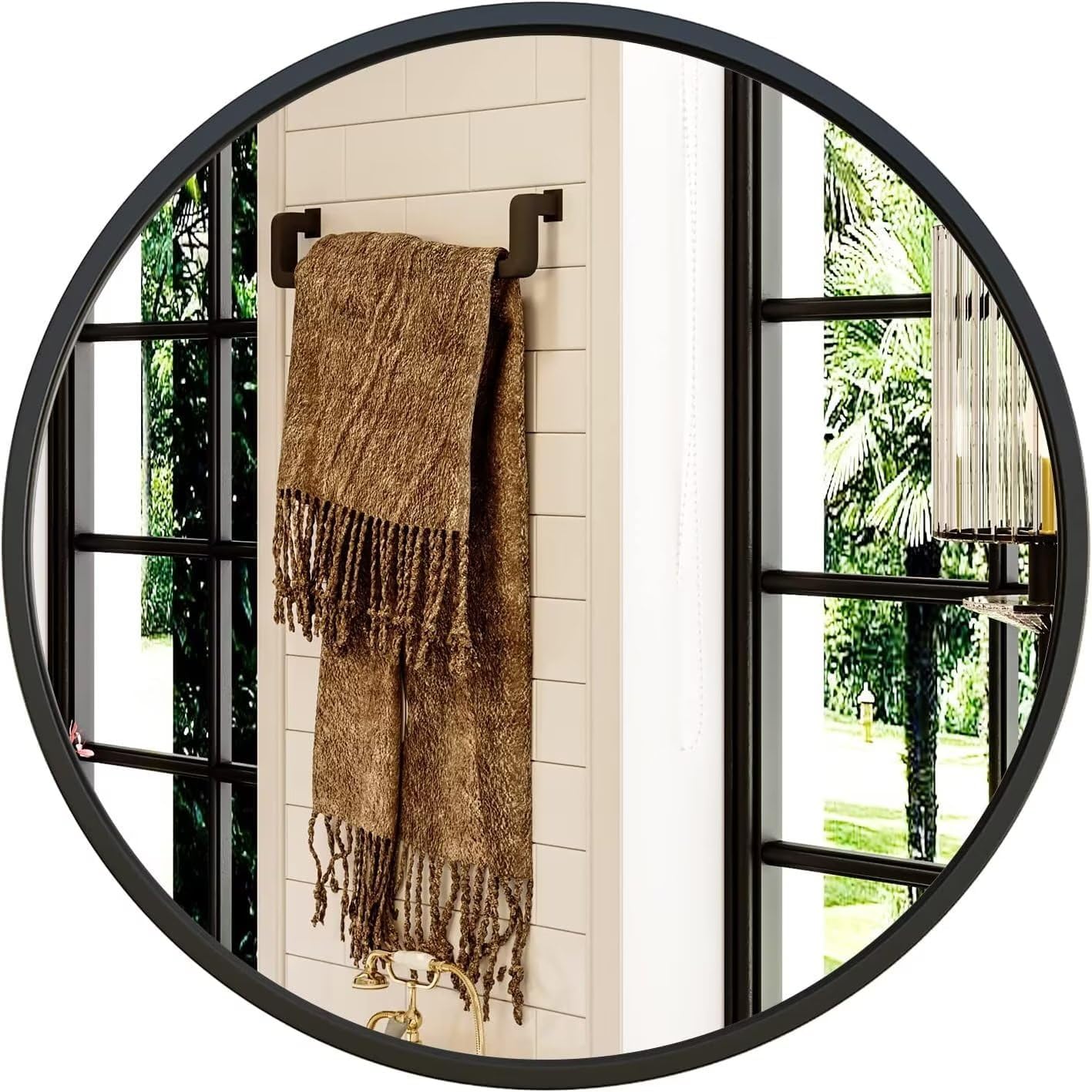 Growsun 28'' Round Mirror, Special Circle Bathroom Mirror for Wall, Innovative E...