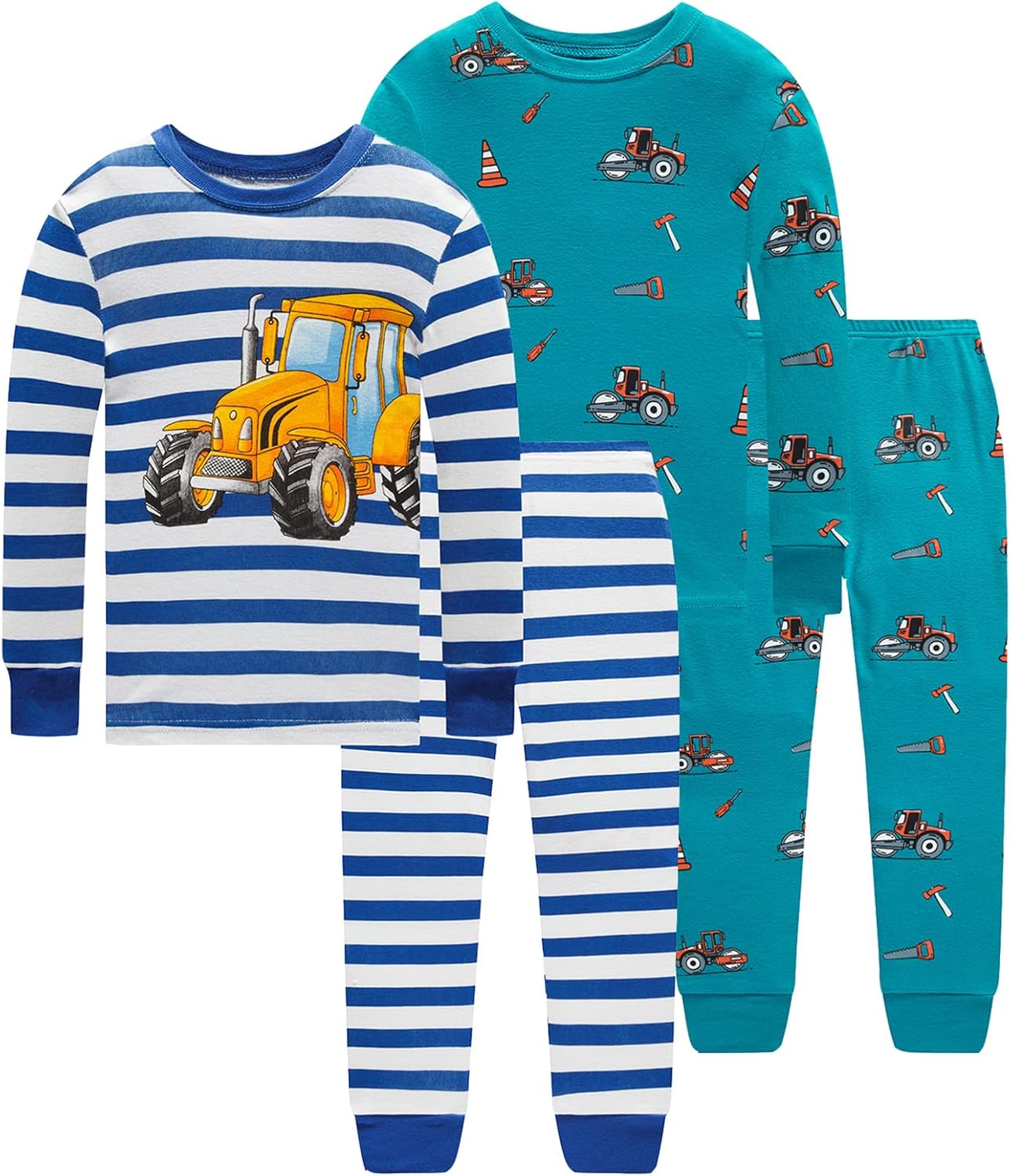 Cotton 4 Piece Pajamas Boys Long Sleeve Sets Toddler Boys Pjs Kids Sleepwear Set...