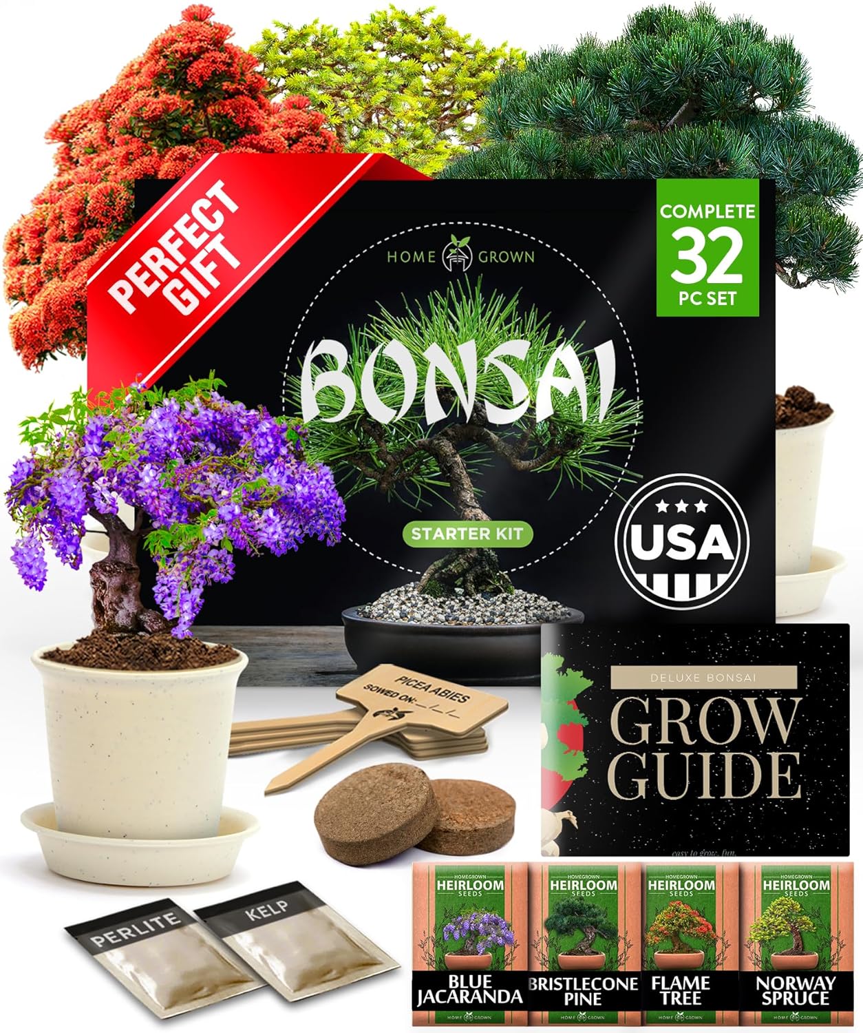 Bonsai Tree Kit - Gifts for Men & Women - Grow 4 B...