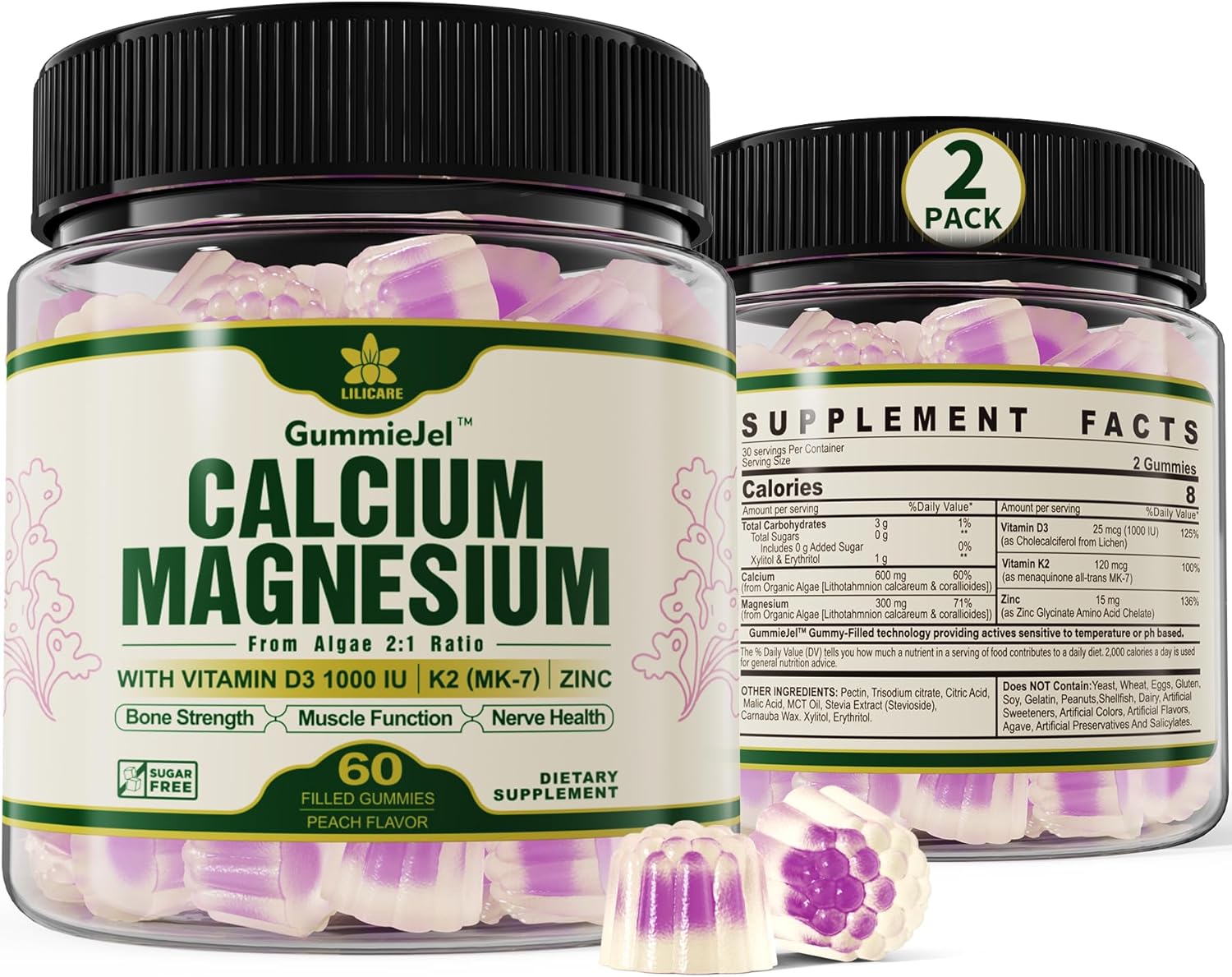 Plant Based Calcium Supplement, Special Calcium Supplement with Vitamin D3 K2, I...