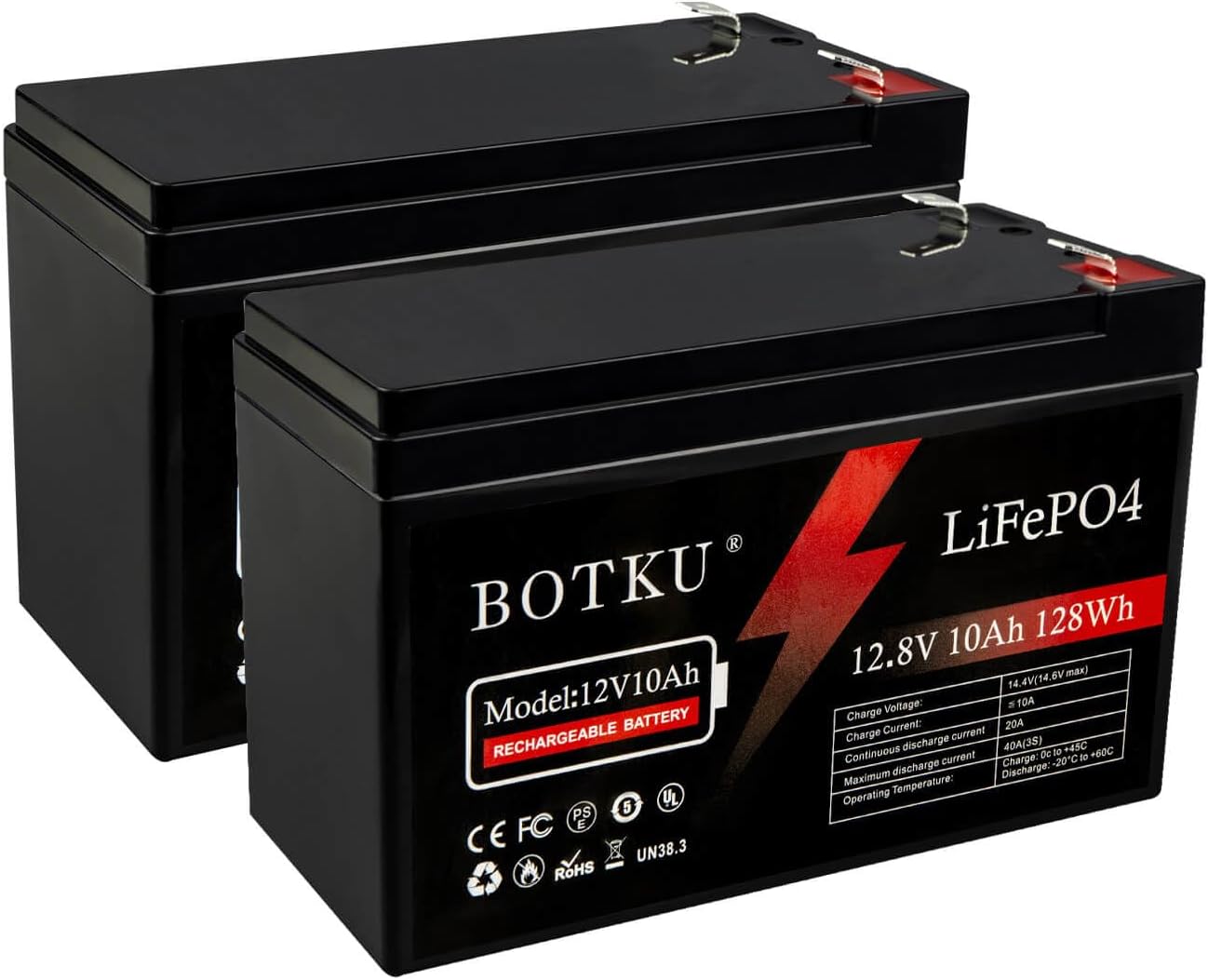 2 Pack 12V 10Ah Lithium LiFePO4 Deep Cycle Battery, Special Rechargeable Lithium...