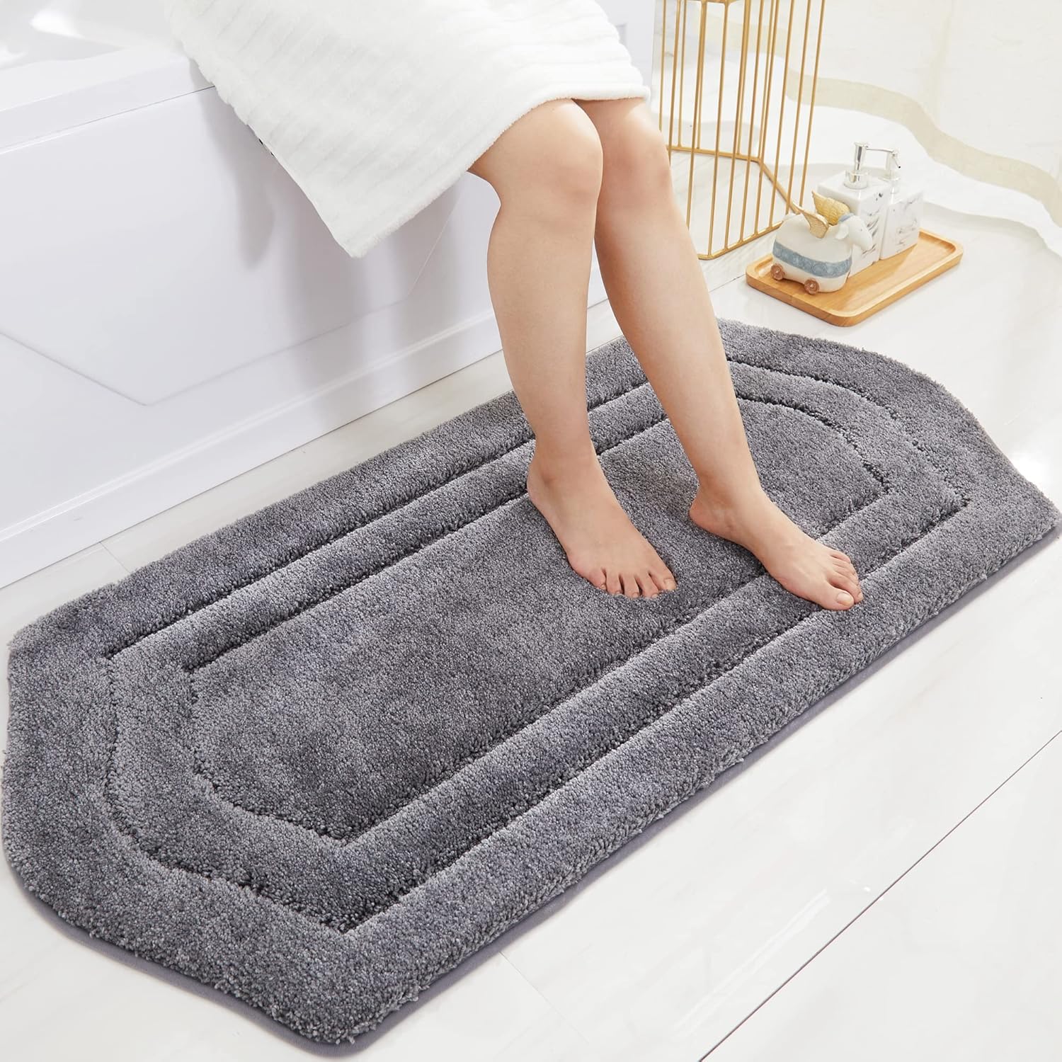 COSY HOMEER Extra Thick Bath Linen Sets Rugs for Bathroom - Anti-Slip Bath Mats...