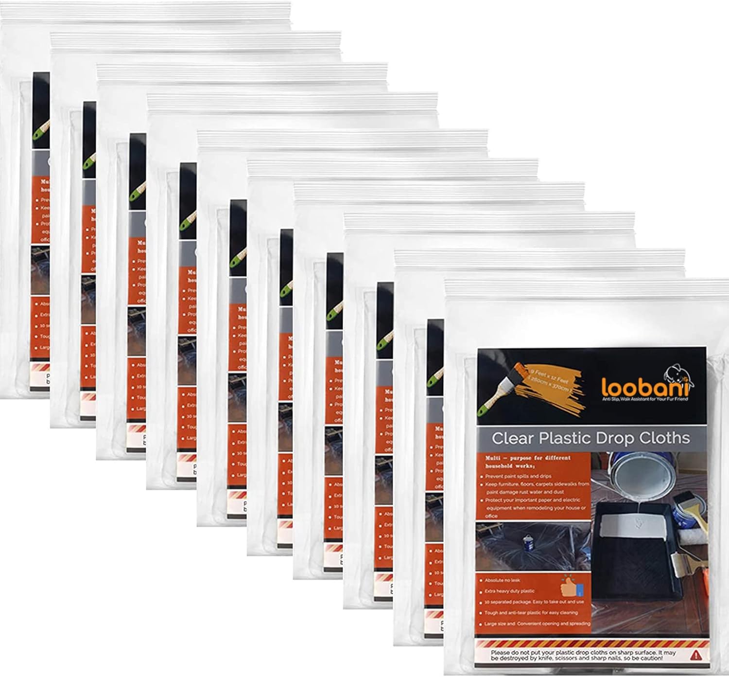 10 Piece Painter Plastic Drop Cloths Sheet,Waterpr...