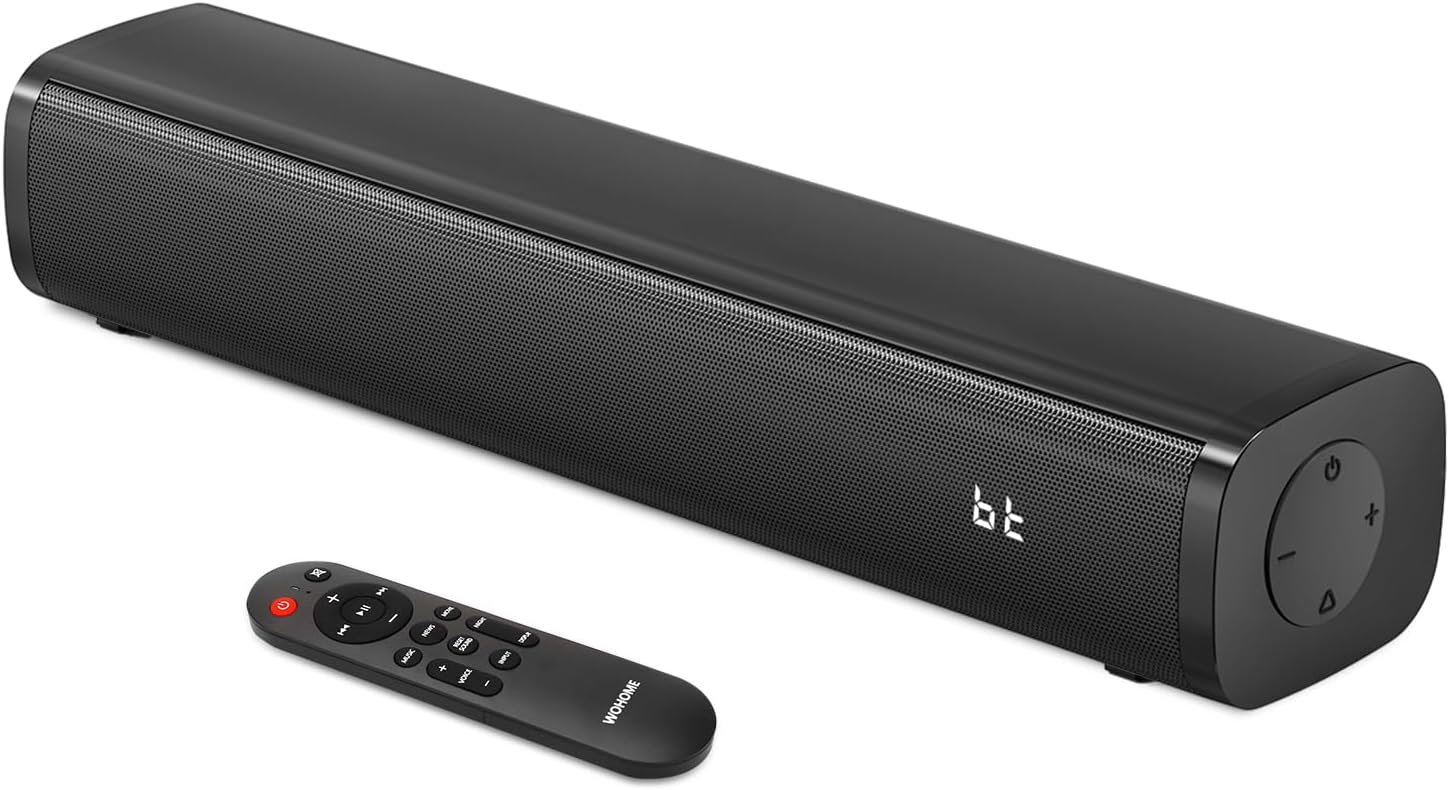Wohome 2.1ch Small Sound Bars for TV with 6 Levels Voice Enhancement, Built-in S...