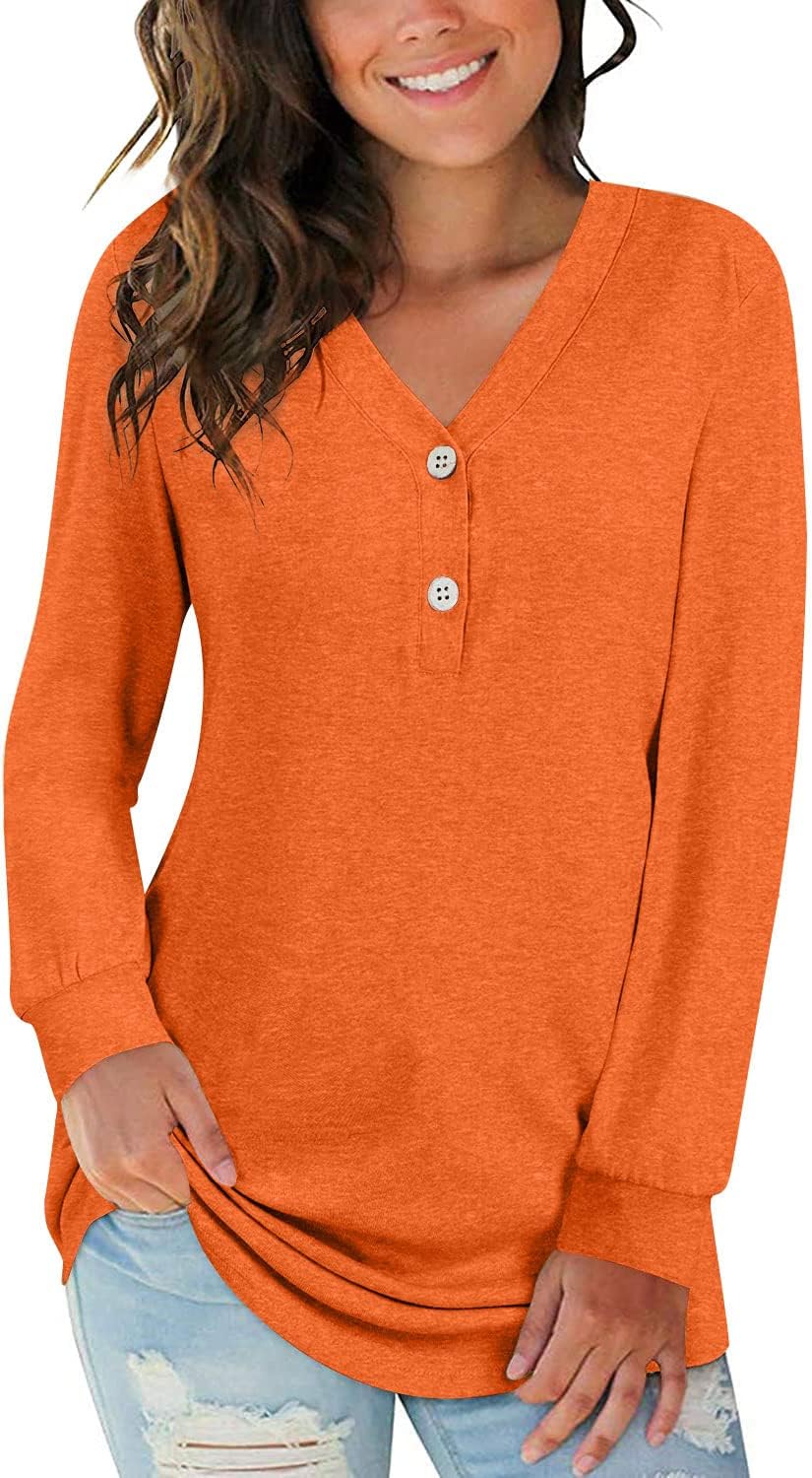 BISHUIGE Womens Button T-Shirts, Special Long Sleeve Henley Tunic Tops, Innovati...