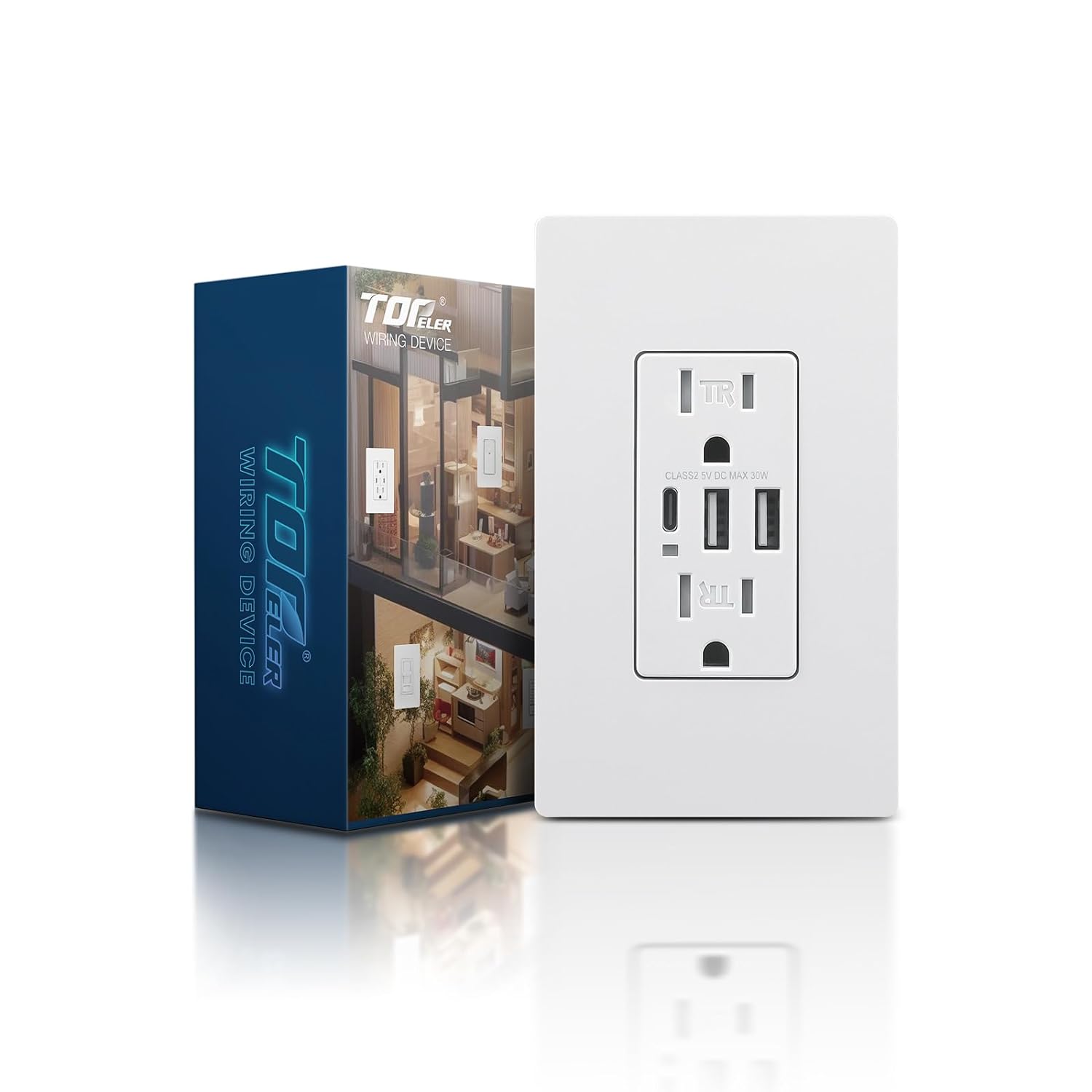 USB C Wall Outlet, 15A Tamper Resistant Receptacle with 3 USB Port, Total 6.0Amp...