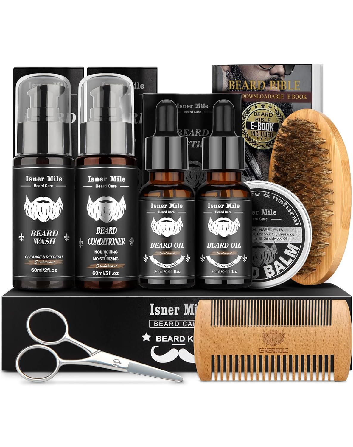 Beard Grooming Kit with 2 Pack Beard Original Oil, Beard Balm, Wash & Conditione...
