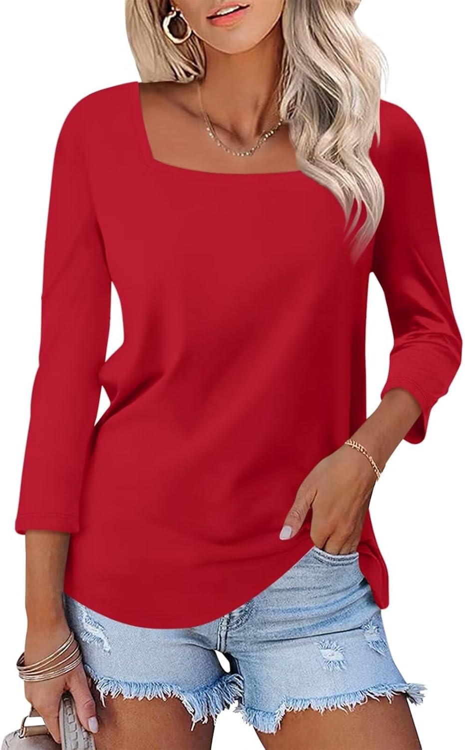 Minetom Women's V Neck Tops, Special Casual Shirts with 3/4 Sleeve Design, High-...