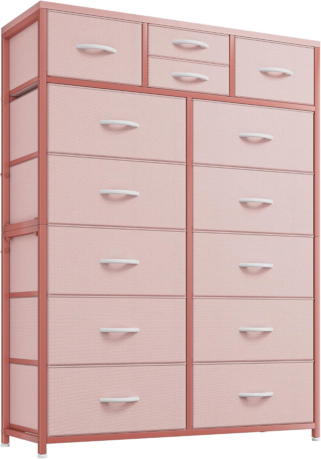 EnHomee Pink Dresser, Special Tall Dresser with 14 Drawers, Affordable Large Bed...