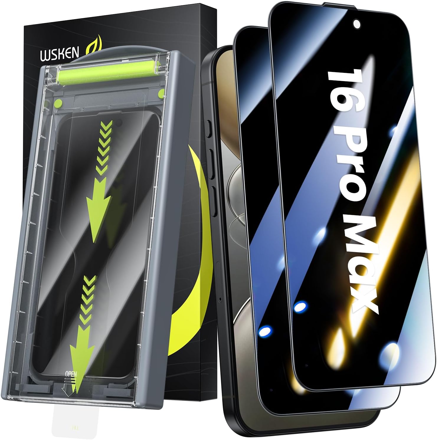 WSKEN for iPhone 16 Pro Max Privacy Screen Protector - [Auto Dust-Remove] 24 Deg...