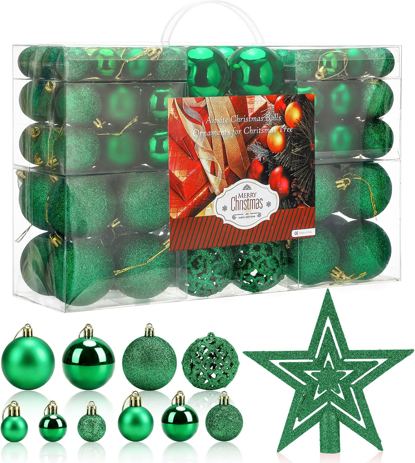 Aitsite 100 Pack Christmas Tree Ornaments, Special Mini Shatterproof Holiday Orn...