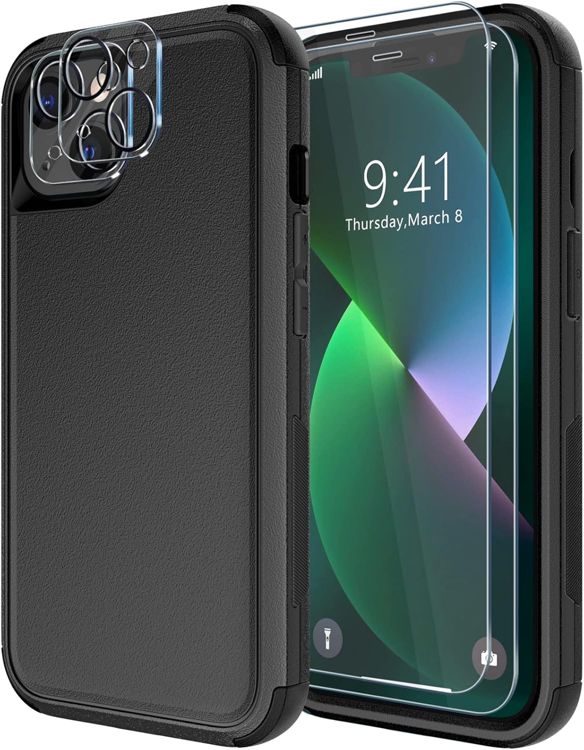 Diverbox for iPhone 13 Case [Shockproof] [Dropproof] [Tempered Glass Screen Prot...
