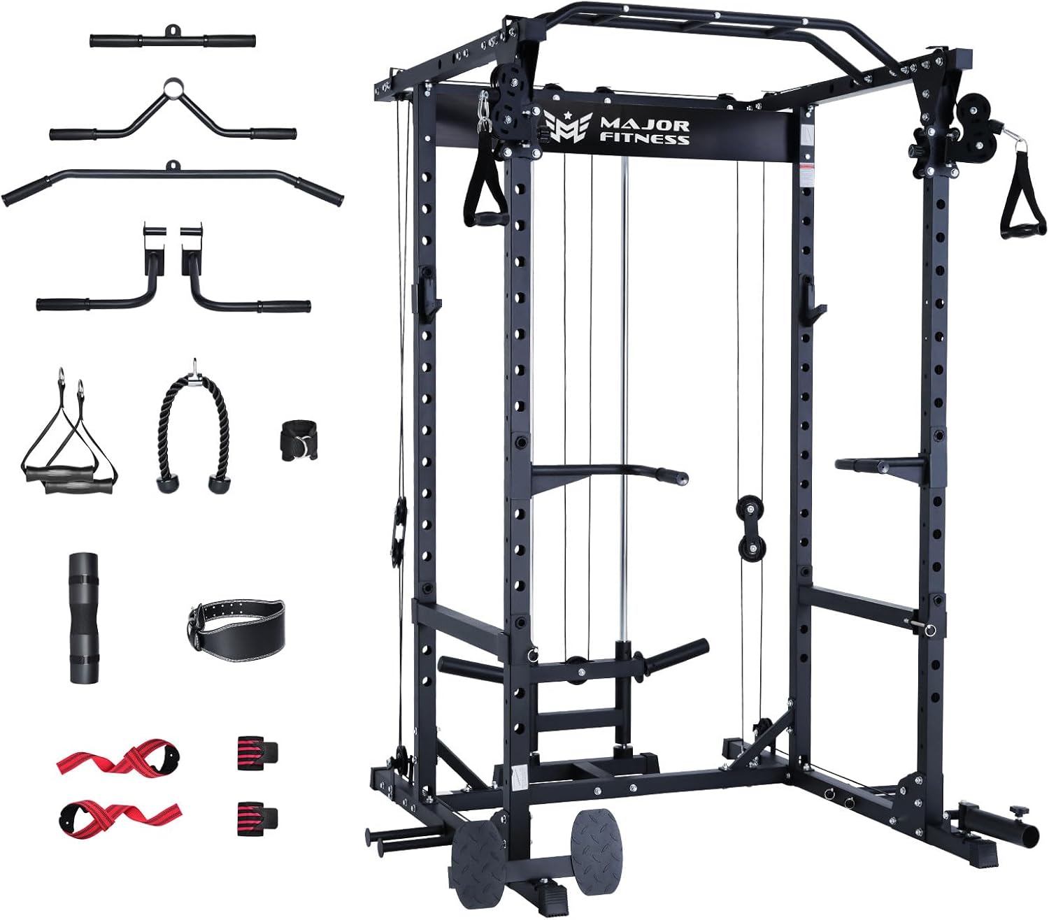 Major Fitness Drone1 Power Cage - Multi-Function Power Rack for Home Gym, Squat...