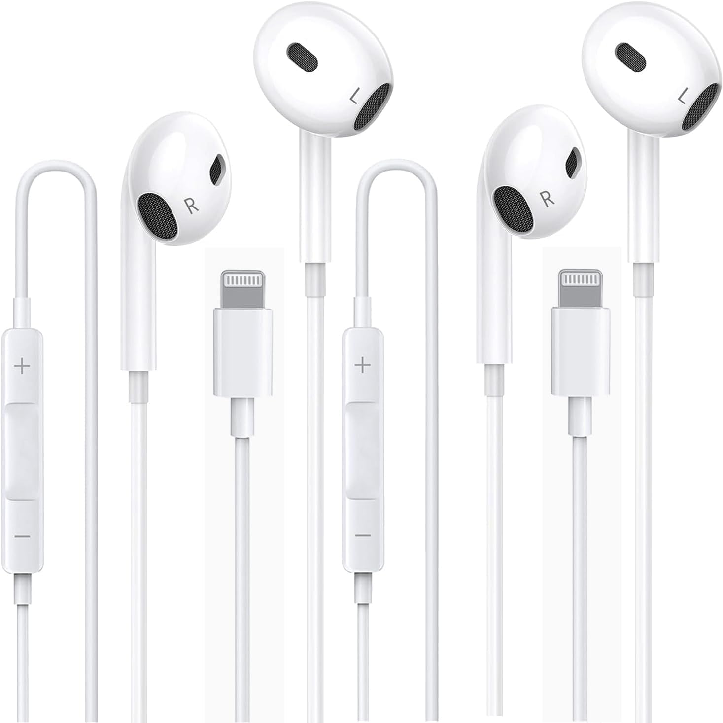 2-Pack Lightning Headphones [Apple MFi Certified] iPhone Wired Earphones Built-i...