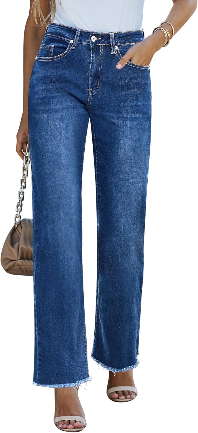 GRAPENT Straight Leg Jeans, Special Jeans for Women High Waisted Stretchy Pants,...