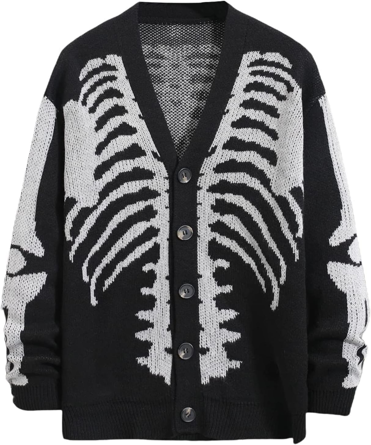 SHENHE Men's Skeleton Pattern Cardigan, Special Sweaters with Long Sleeve, Uniqu...