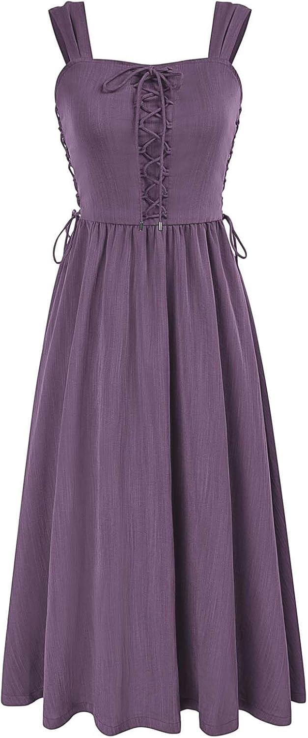 Scarlet Darkness Women Renaissance Dress, Stylish Summer Midi Dress Cottagecore,...