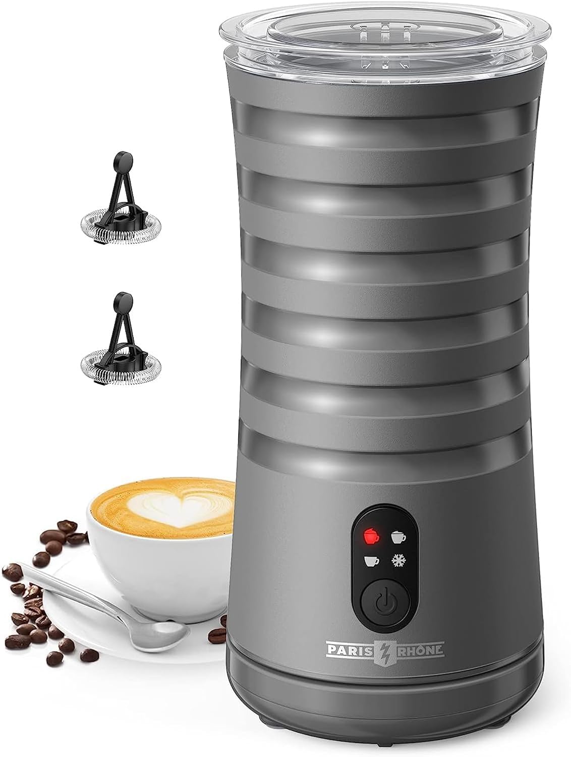 PARIS RHÔNE Milk Frother, 4-in-1 Automatic Coffee Frother, 240ml, 400w, Non-Slip...