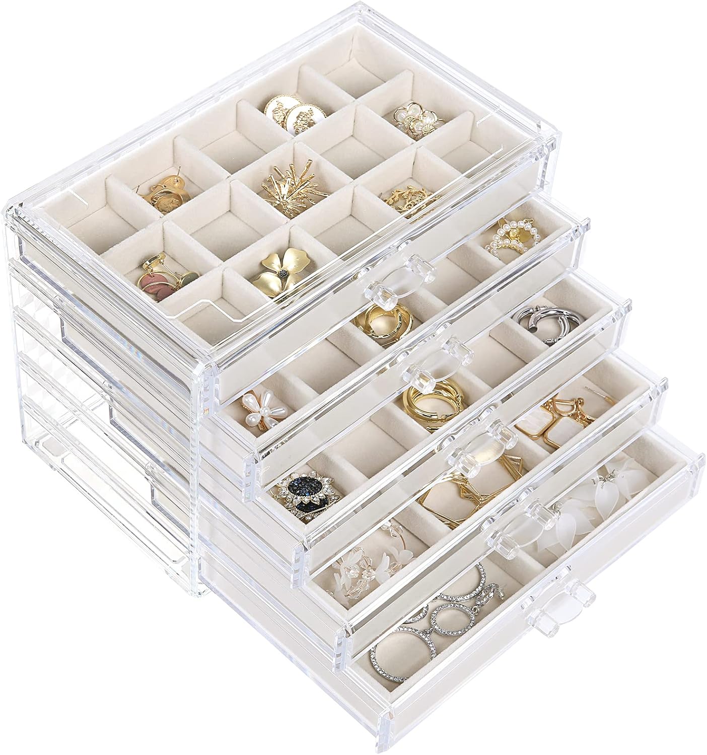 misaya Earring Jewelry Organizer, Special Jewelry Box with 5 Drawers, Unique Mot...