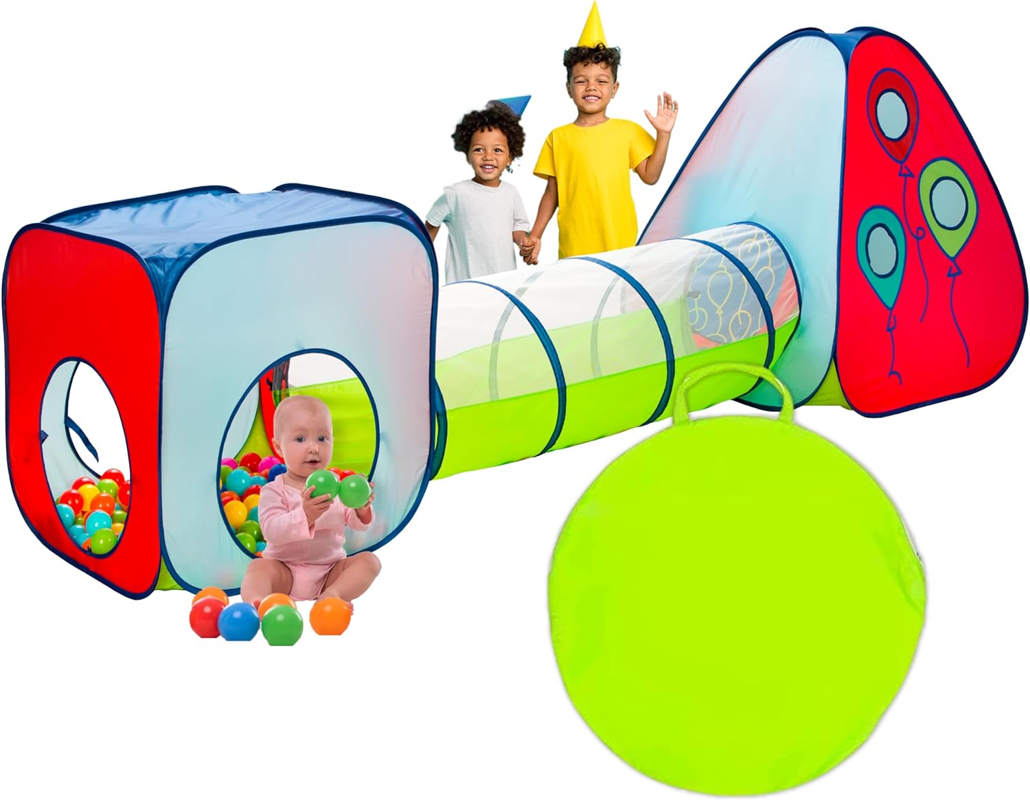 Kiddey Tunnel and Ball Pit Play Tent | 3pc Pop Up Toddler Gym Tunnels with Tents...