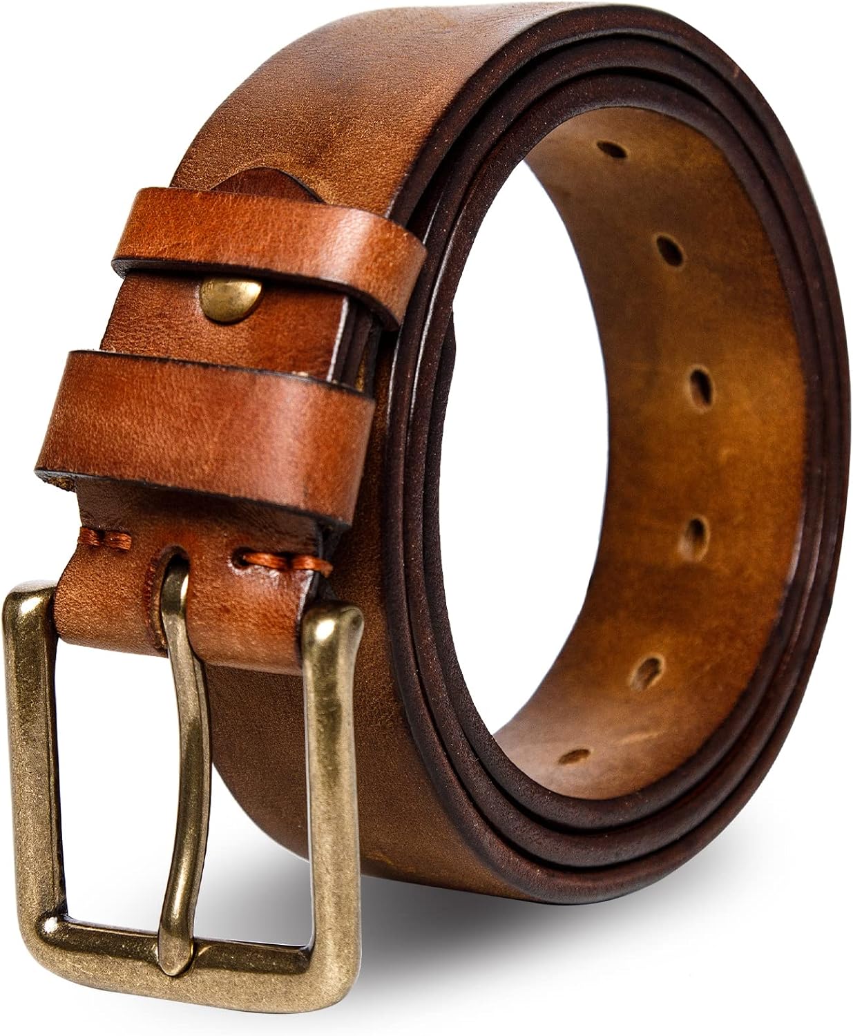 Quality Thicken Full Grain Leather Mens Belt, Special Heavy Duty Mens Work Belt,...