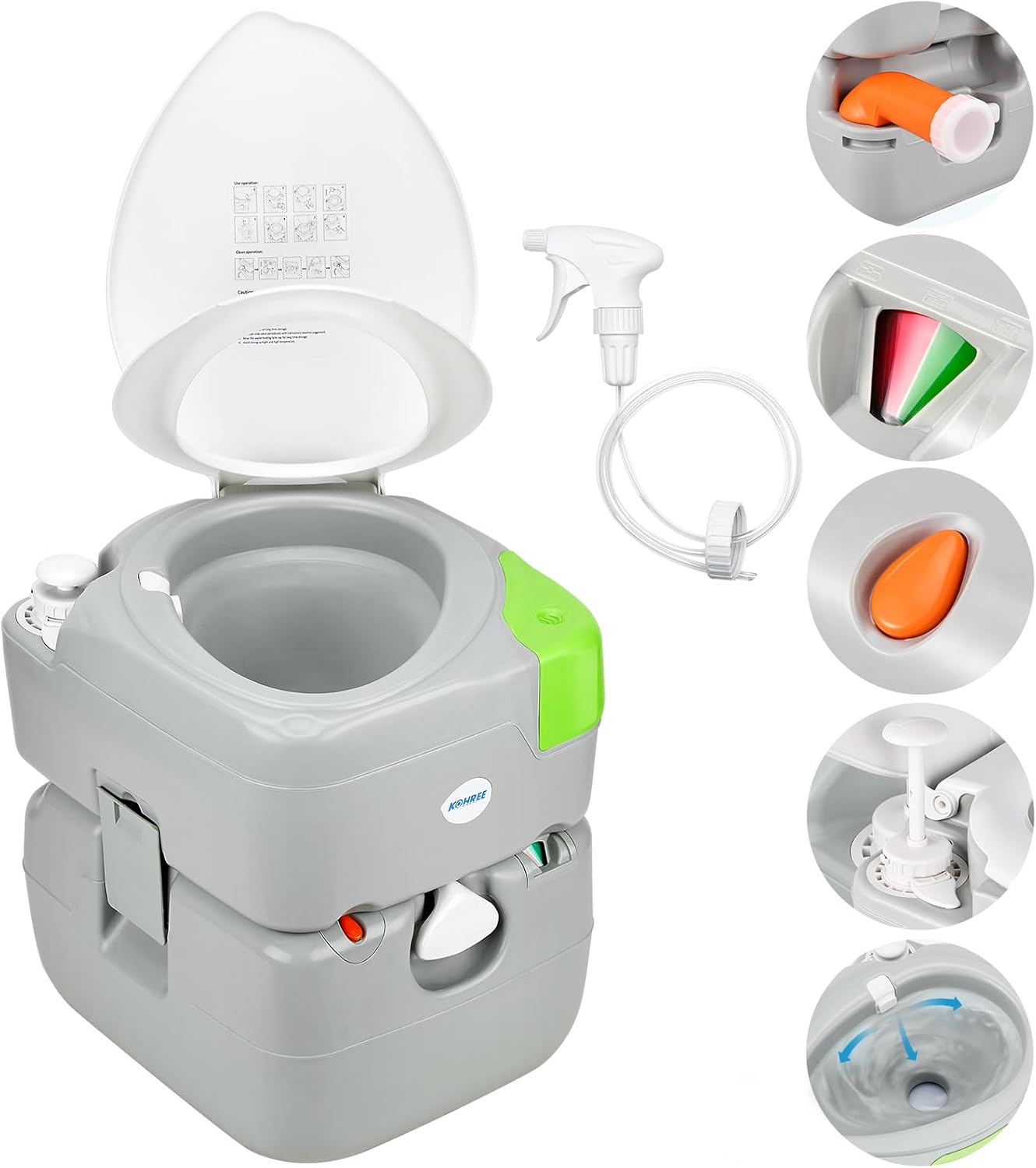 Kohree Portable Toilet for Adults, Special Camping Toilet With Diagonal Elongate...