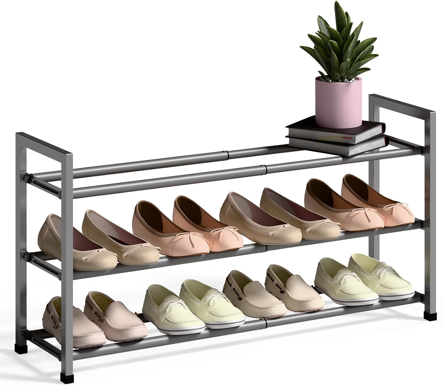 3-Tier Expandable Shoe Rack, Special Shoe Organizer for Closet, Innovative 18“-3...