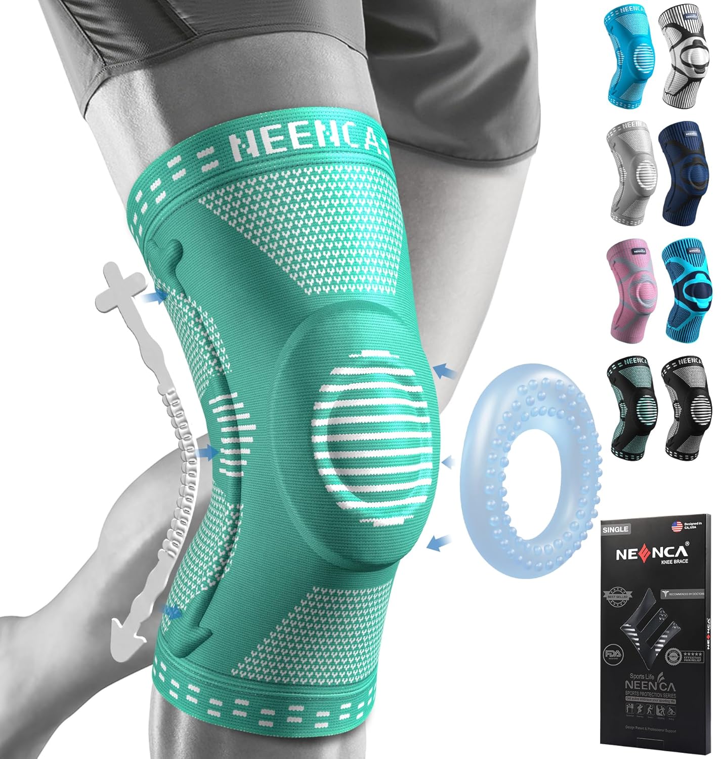 NEENCA Knee Brace,Knee Compression Sleeve Support for Men Women with Patella Gel...