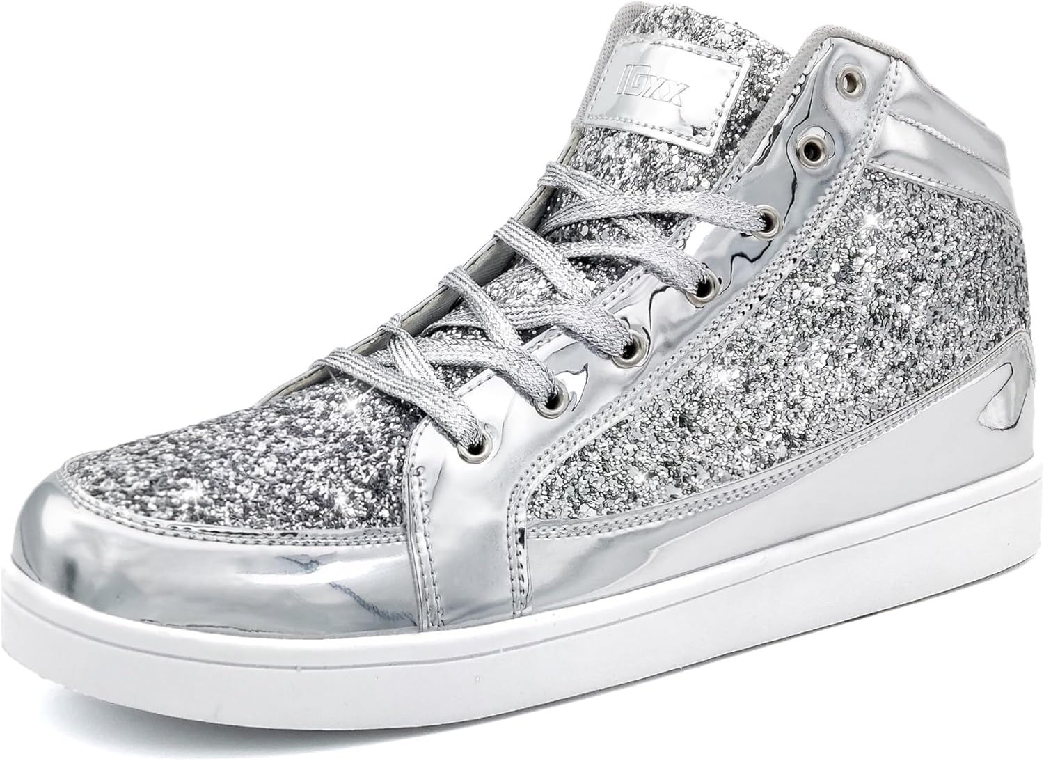 IGxx Glitter Shoes for Men, Fashion High Top Casual Sneakers, Special Sequin Spa...