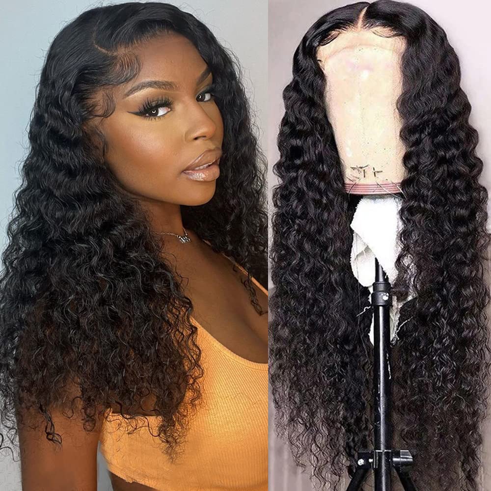 FIRIEYA Deep Wave Lace Front Wigs Human Hair Wigs for Black Women 180% Density 4...