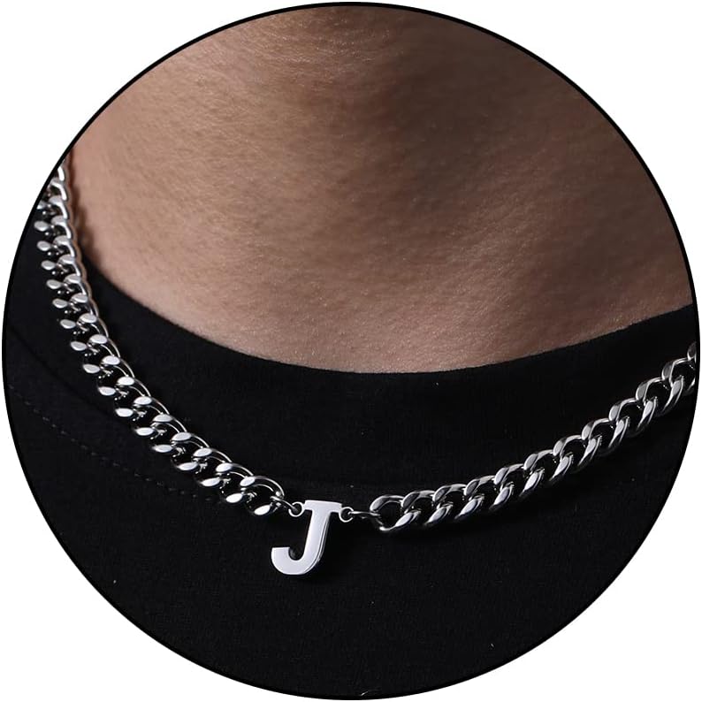 DuoDiner A-Z Cuban Link Chain Necklace, Special Initial Necklace for Men, Boys,...