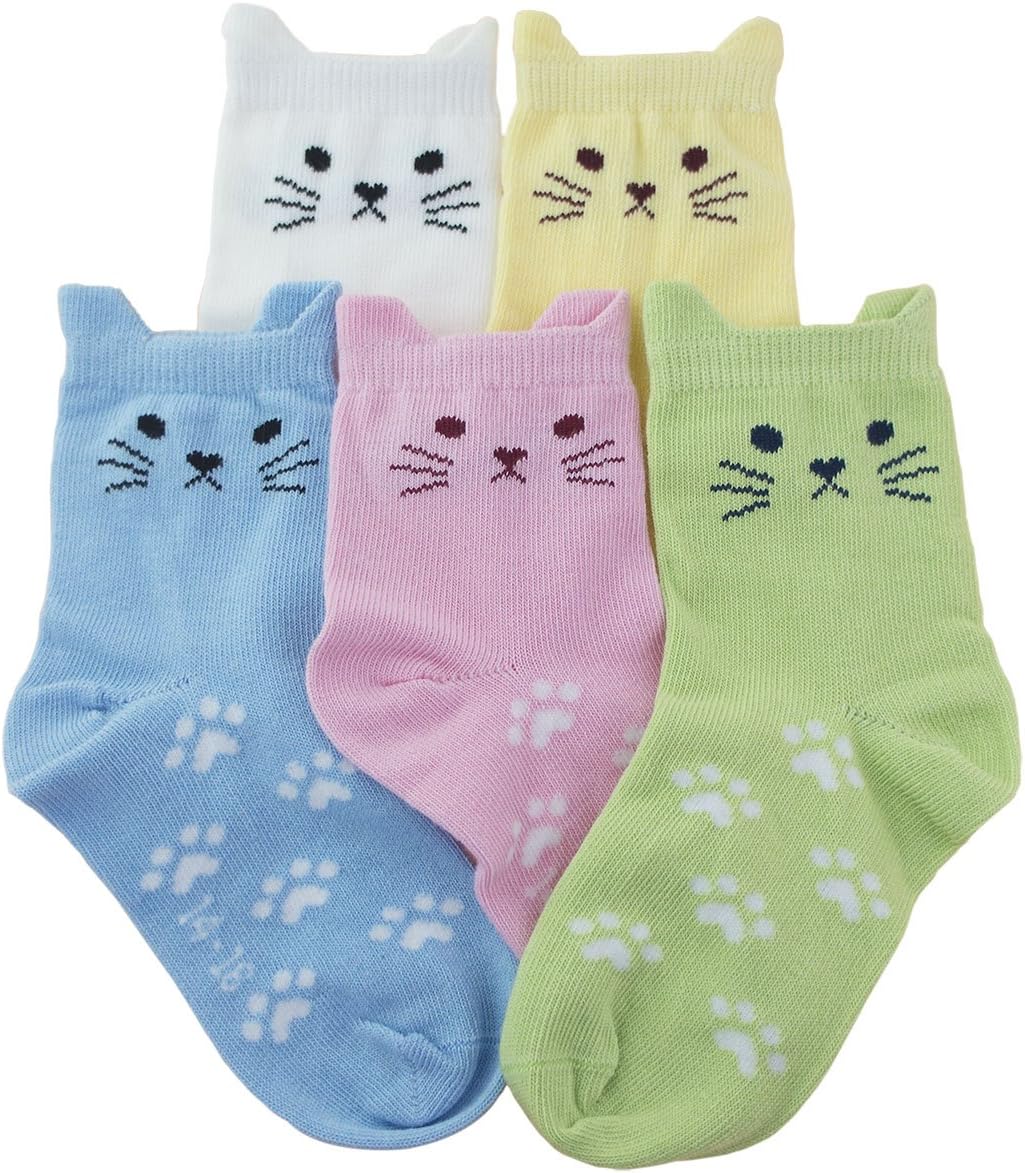 Tandi Kids Girls Cotton Cute Socks Low Cut Crew Ankle No Toe Seam Pack of 5 7-9...