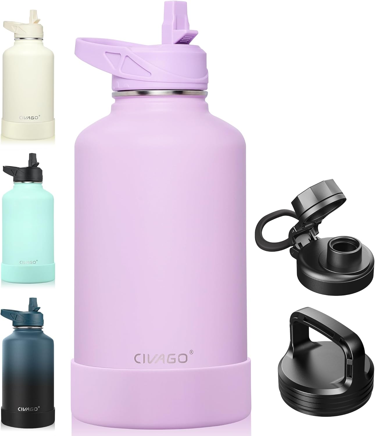 CIVAGO 64 oz Insulated Water Bottle, Special Stainless Steel Sports Water Flask...