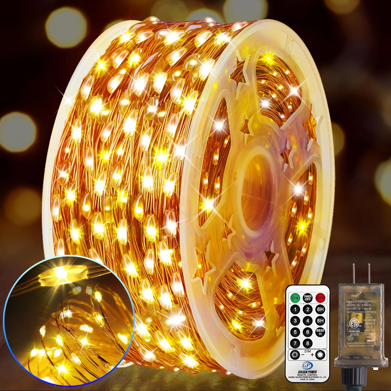KNONEW 203FT 600 LED Outdoor Fairy Lights Plug in, Christmas Fairy Lights Outdoo...