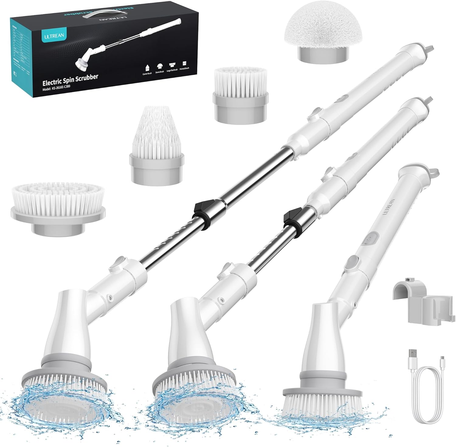 Ultrean Electric Spin Scrubber, Cordless Spin Scrubber with 4 Replaceable Brush...