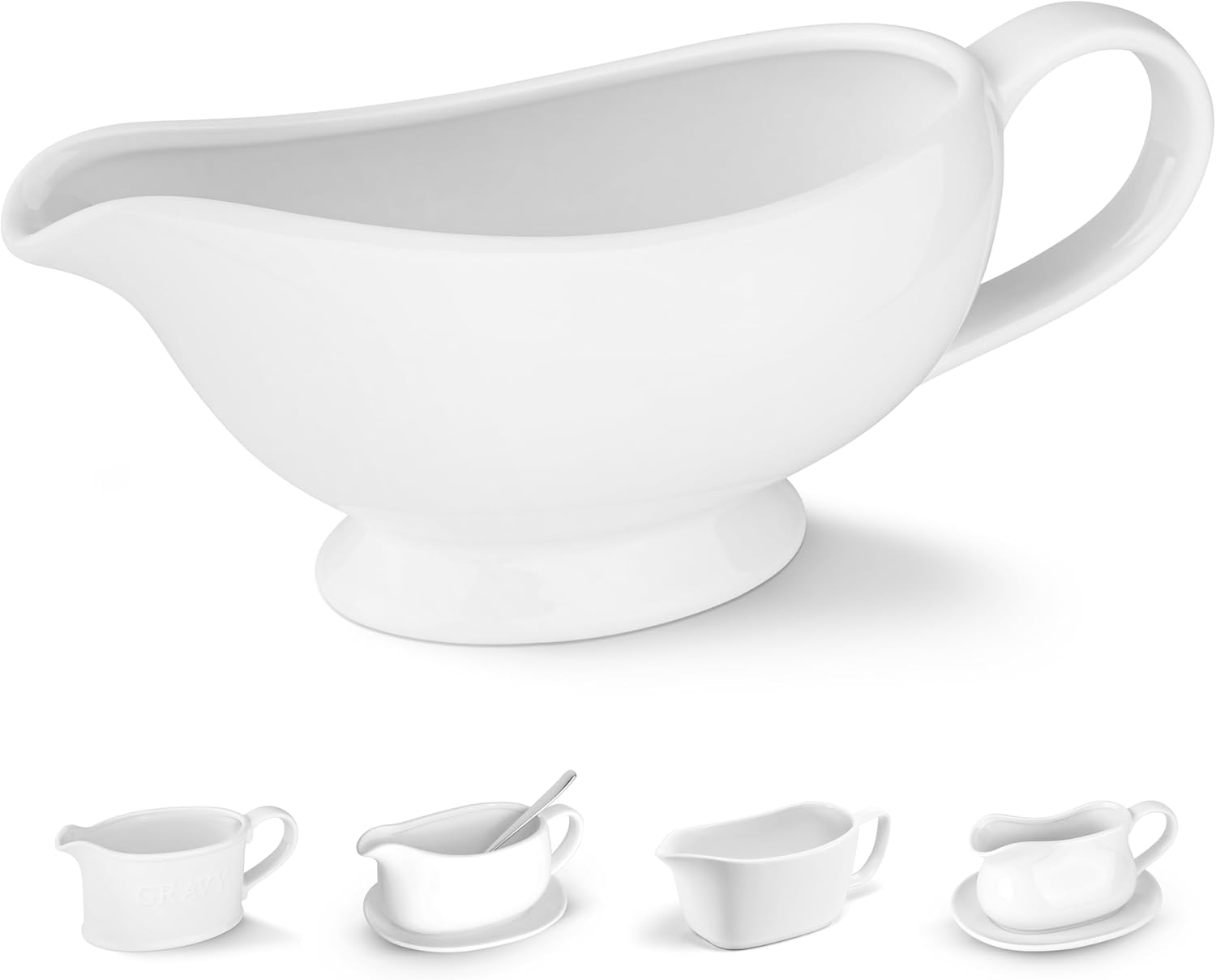 Kook Ceramic Gravy Boat, Special Serving Dispenser, High-Quality Porcelain Pitch...