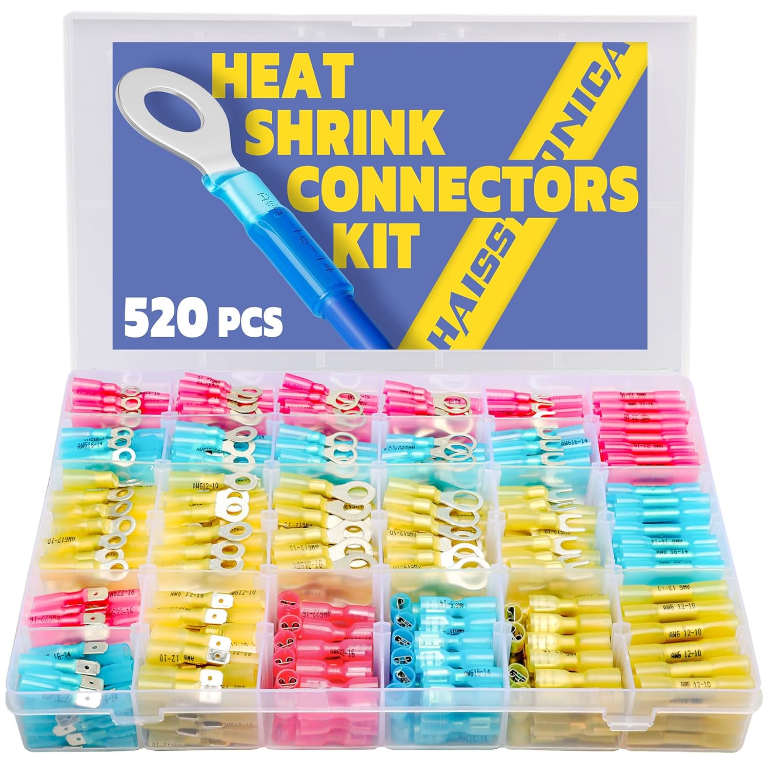 haisstronica 520PCS Marine Grade Heat Shrink Wire...