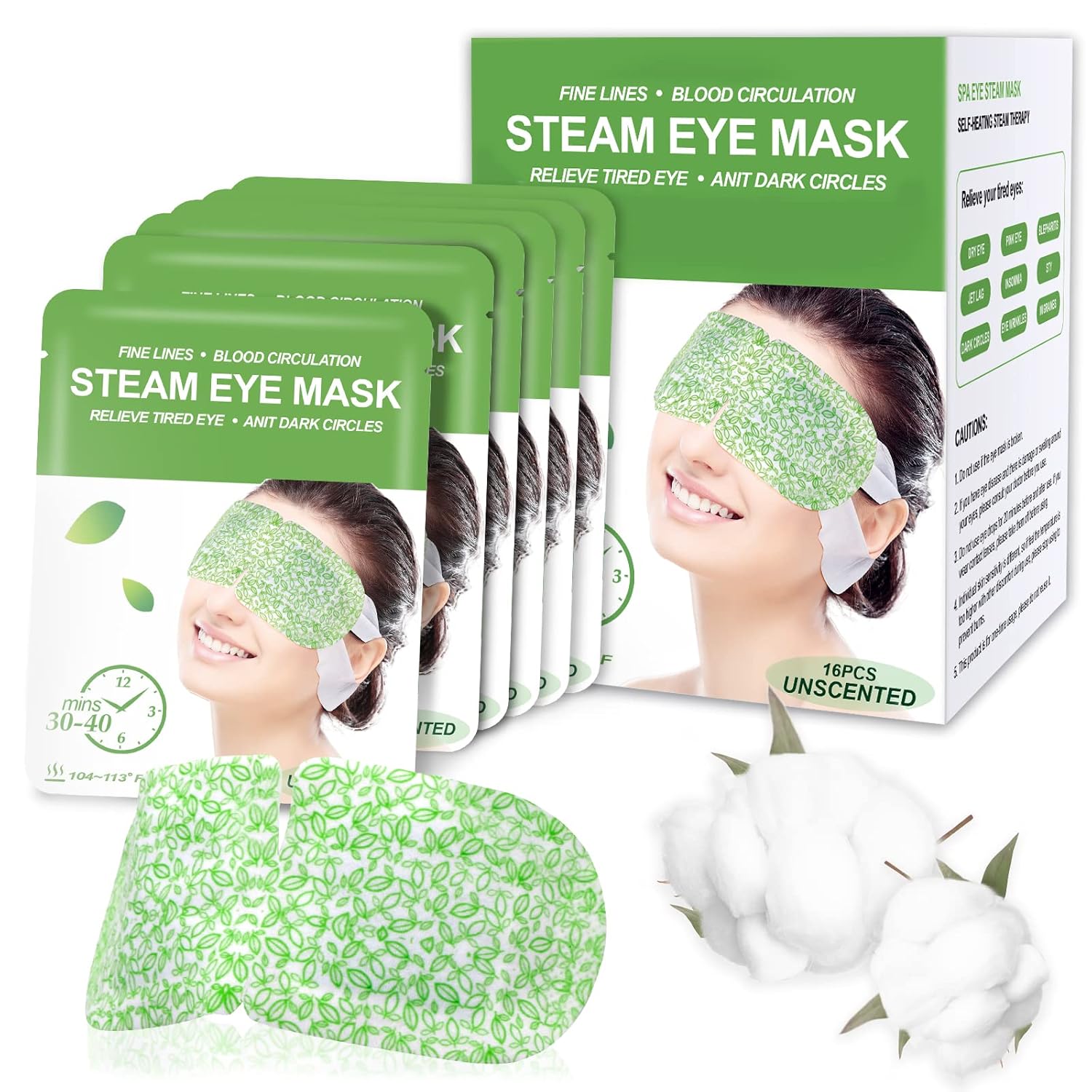 16 Packs Steam Eye Masks for Dry Eyes, SPA Warm Eye Mask, Relief Eye Fatigue Hot...