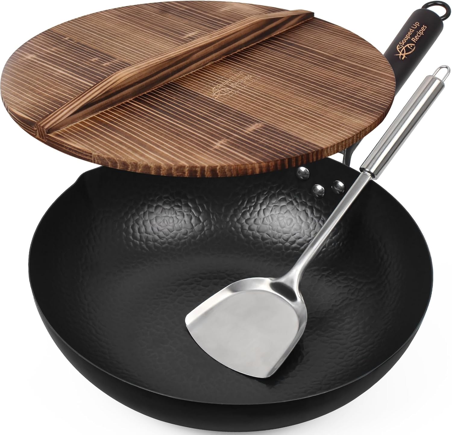 Carbon Steel Wok, Special 13.4 Inch Wok for Electric, Induction, and Gas Stoves,...