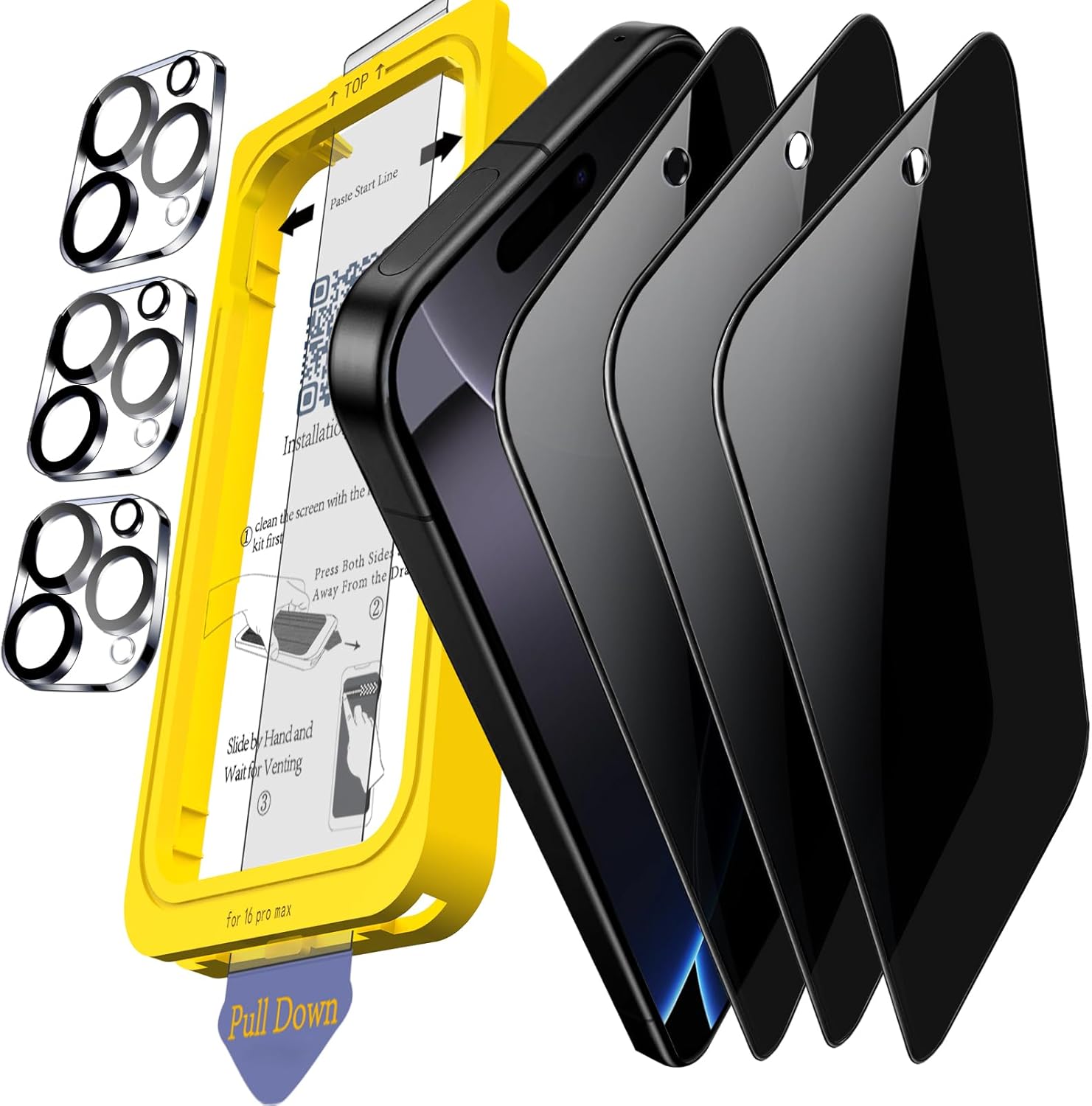 Ferilinso Full Coverage 3 Pack Privacy Screen Protector for iPhone 16 Pro Max [P...